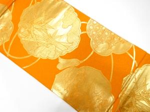 鏡裏に竹笹・松模様織り出し　袋帯